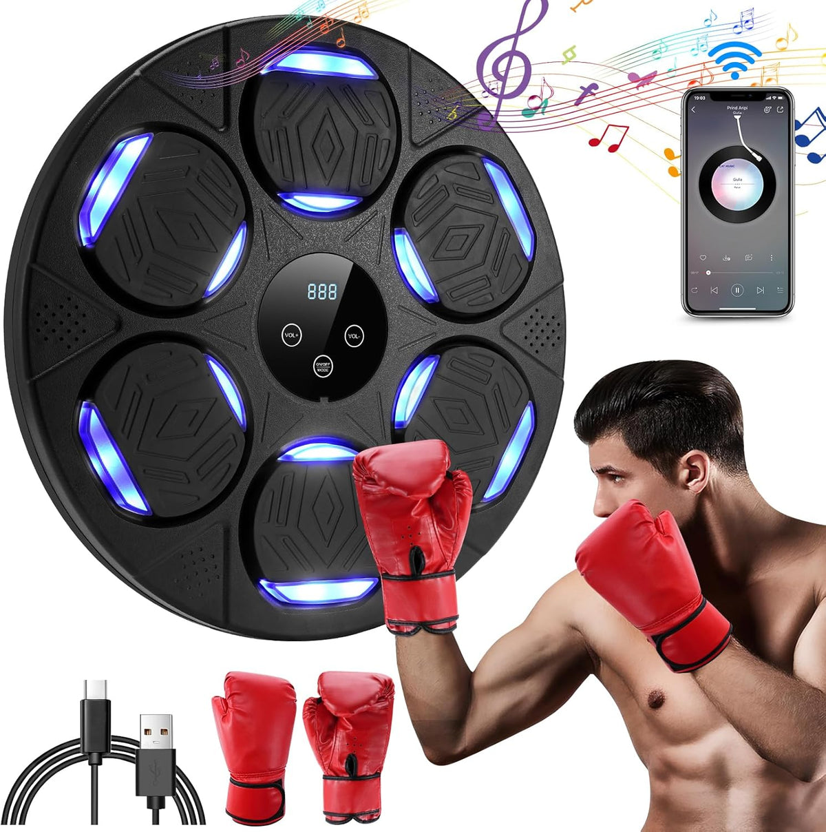 Bluetooth music speaker, wireless cell phone charger, clock and alarm clock