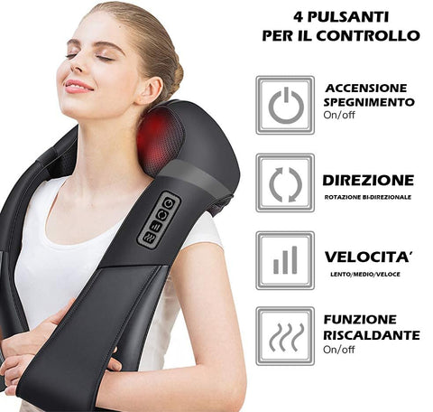 Cervical Massager for Neck, Shoulders, Back, for Home, Car and Office, with infrared heating, 3D Massage with 16 rotating heads