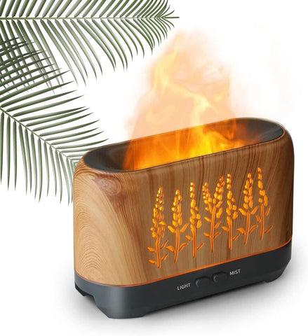 Essential Oil Diffuser with Flame Effect Night Light, Super Quiet Air Freshener, Automatic Shut-Off, Mist Mode, Timed Shut-Off Timer