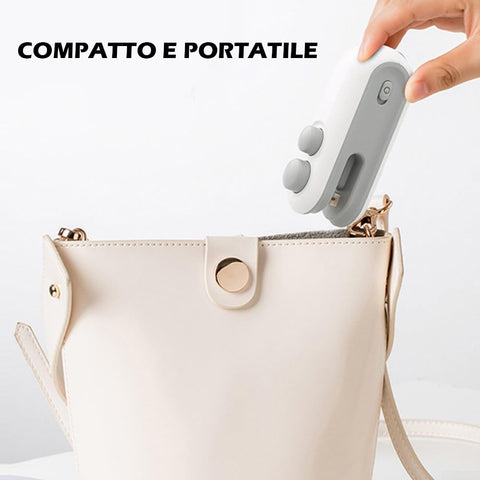 (2 PEZZI) Mini Sigillatori Termici Portatile 2 in 1 (Sigilla e Taglia) Ricaricabile USB, Uso Domestico, Sigillatore Per Ogni Tipo Di Busta