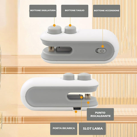 (2 PIECES) Mini Portable Heat Sealers 2 in 1 (Seal and Cut) USB Rechargeable, Home Use, Sealer for Every Type of Bag