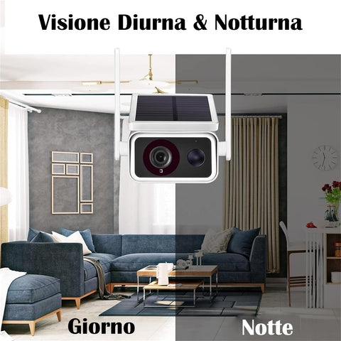 Telecamera Di Sicurezza Wireless Pannello Solare, Telecamera Di Sicurezza Solare Per La Sicurezza Domestica, Audio Bidirezionale, Rilevamento Umano Intelligente, Configurazione Semplice, Telecamera Wi Fi