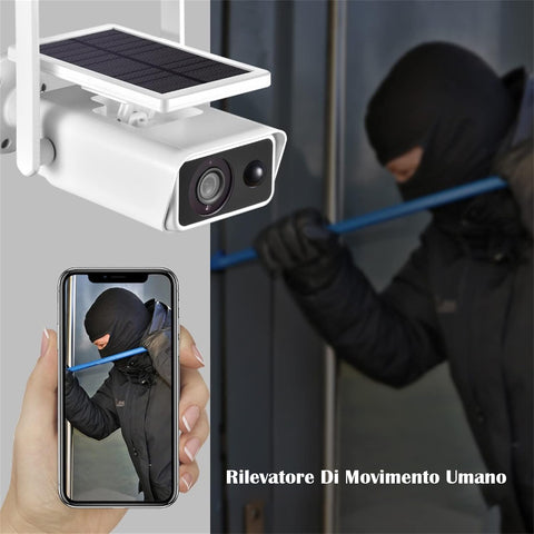 Telecamera Di Sicurezza Wireless Pannello Solare, Telecamera Di Sicurezza Solare Per La Sicurezza Domestica, Audio Bidirezionale, Rilevamento Umano Intelligente, Configurazione Semplice, Telecamera Wi Fi