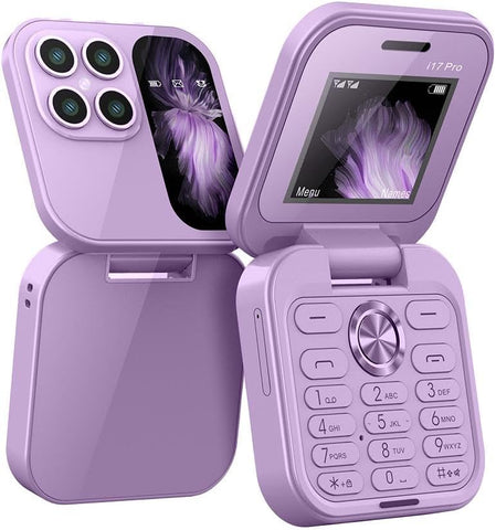 i17 PRO - Mini Foldable Cell Phone, HD Camera, Messages, Internet, Fm Radio, Dual Sim, Flashlight, Foldable