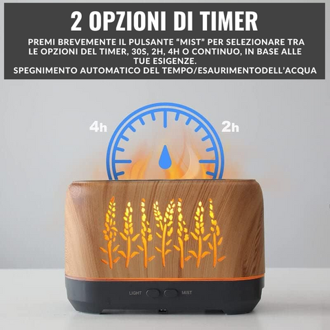 Essential Oil Diffuser with Flame Effect Night Light, Super Quiet Air Freshener, Automatic Shut-Off, Mist Mode, Timed Shut-Off Timer