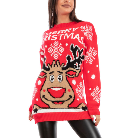 Christmas sweater with reindeer, Gift idea for Christmas couples, One size