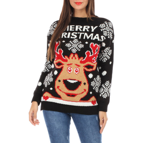 Christmas sweater with reindeer, Gift idea for Christmas couples, One size