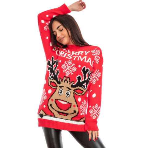 Christmas sweater with reindeer, Gift idea for Christmas couples, One size