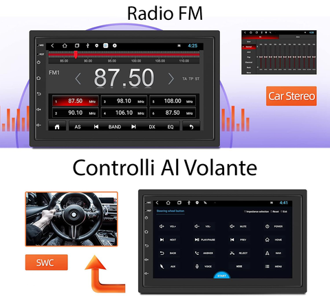 Autoradio 2 Din Con Bluetooth GPS/WiFi/FM 7" Touch Screen CarPlay - Android Auto