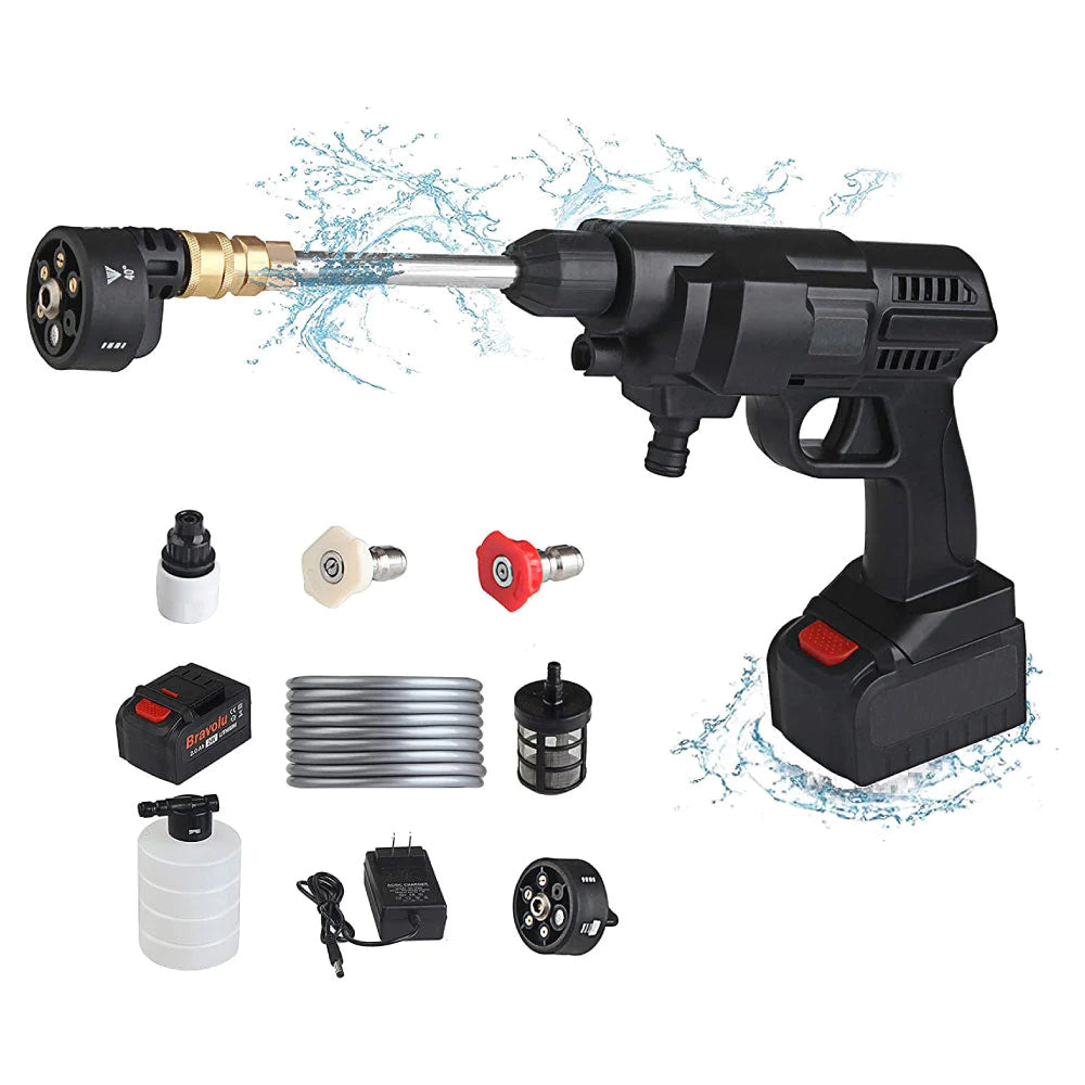 Portable Cordless Pressure Washer Gun with Accessories, 2 Rechargeable Batteries, Pressure Washer for Car Wash, Garden, Stairs, Swimming Pool, Outdoor Furniture