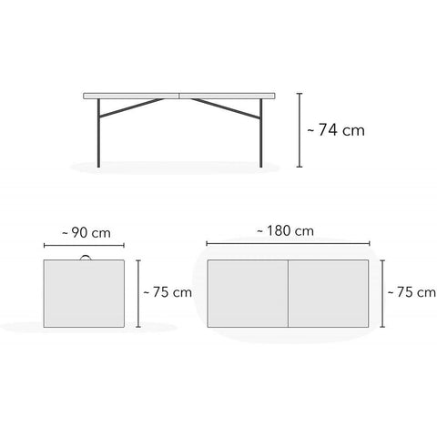 Tavolo Pieghevole Da Giardino, 180cm in dura Resina e Acciaio a valigetta, in HDPE, Tavolo Pic Nic, Spiaggia, Sagra, Campeggio