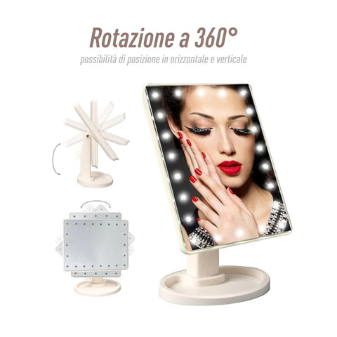 Led Cosmetic Mirror, 22 integrated LEDs to always be ready 